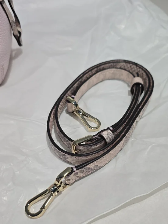 Kate Spade Dumpling Snake Embossed Small Satchel, Shimmer Pink Multi - Picture 7 of 9